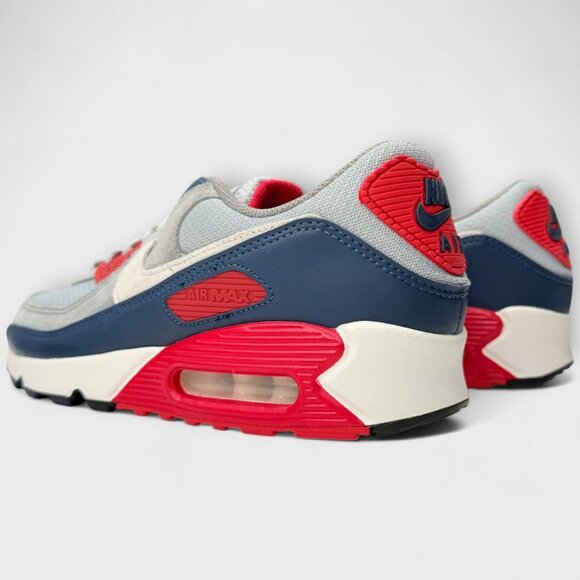 Nike Air Max 90 Men’s Size 8.5 Smoke Grey Navy Red DM0029 005 New w Box - Picture 6 of 13